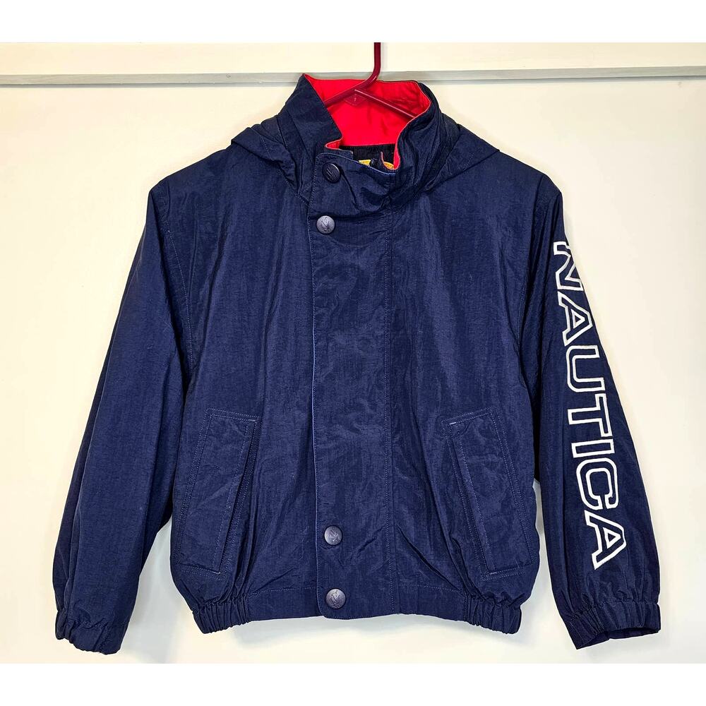 Retro Nautica Kids Full Zip Windbreaker Hoodie 1990s Youth Size Small 8-10